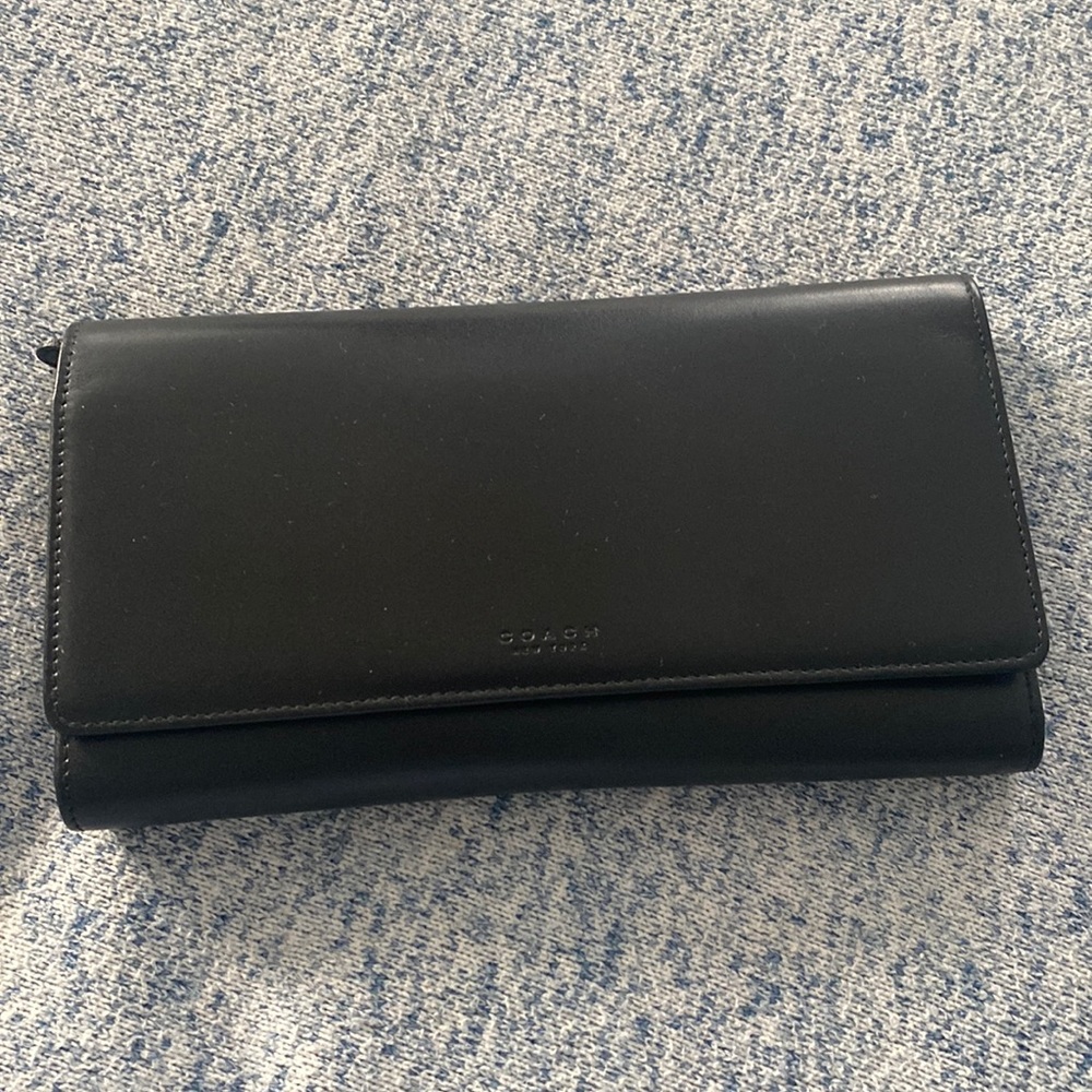 Coach Smooth Black Leather Large Wallet